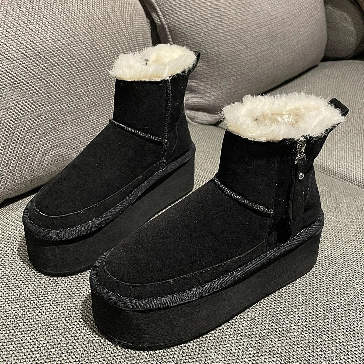 New 2025 Winter Snow Boots Women Platform High Heel Shoes Ladies Ankle Boots Designer Classic Ultra Mini Fur Warm Boot