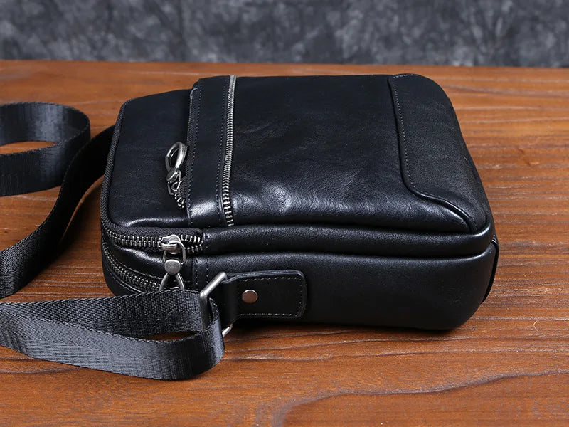 Men's Vintage Leather Shoulder Bun Layer Cowhide Crossbody Bag Casual Fashion Trend Men's Bag