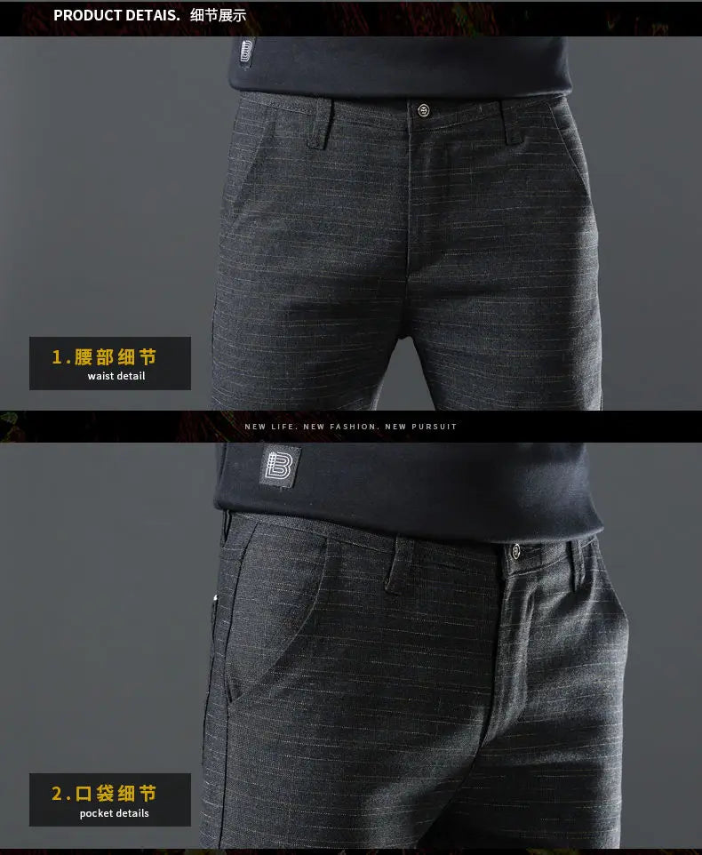 Casual Pants Men Spring Summer Trouser Business Office Men's Clothing Trends Luxury Brands Pants Buttons Solid Cargo Pants New