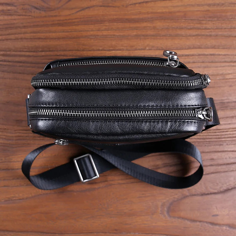 Men's Vintage Leather Shoulder Bun Layer Cowhide Crossbody Bag Casual Fashion Trend Men's Bag