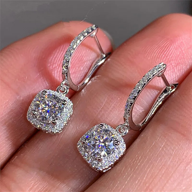 D Moissanite 3ct Earrings 925 Sterling Silver Original Certified Moissanite 1ct Hoop Drop Dangle Earrings 2ct Huggie for Women