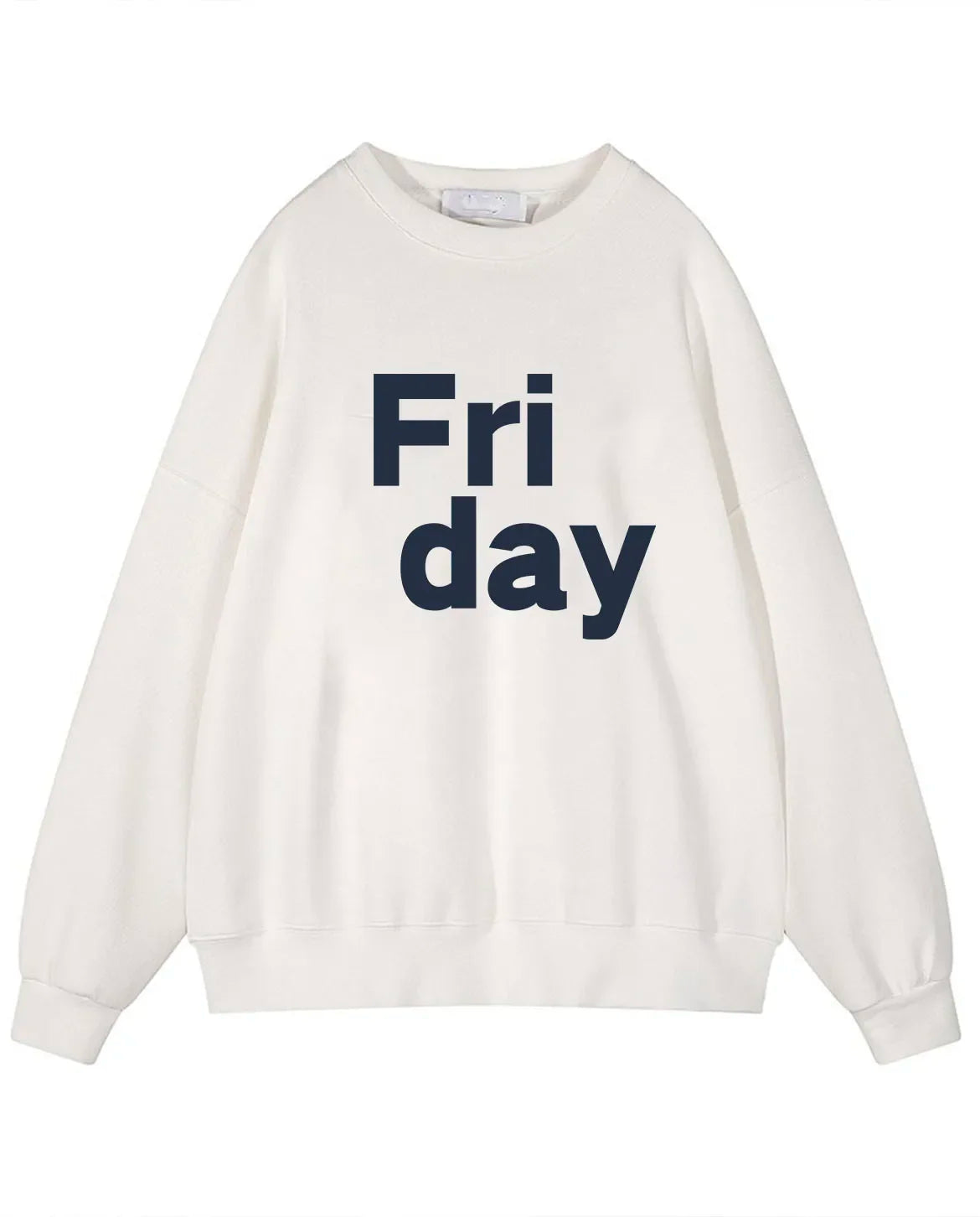 Hirsionsan 2024 New Spring Autumn Casual “Friday” Letter Print Sweatshirt Women Soft O Neck Ladies Vintage Pullovers Casual Tops