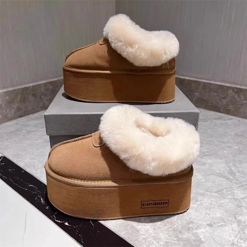 New 2025 Winter Snow Boots Women Platform High Heel Shoes Ladies Ankle Boots Designer Classic Ultra Mini Fur Warm Boot