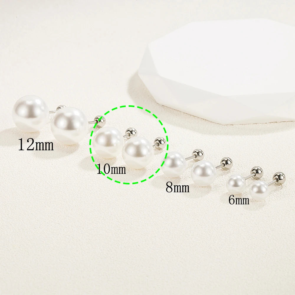 Real 925 Sterling Silver Women's High Quality Fashion Jewelry Pearl Stud Earrings New XY0294