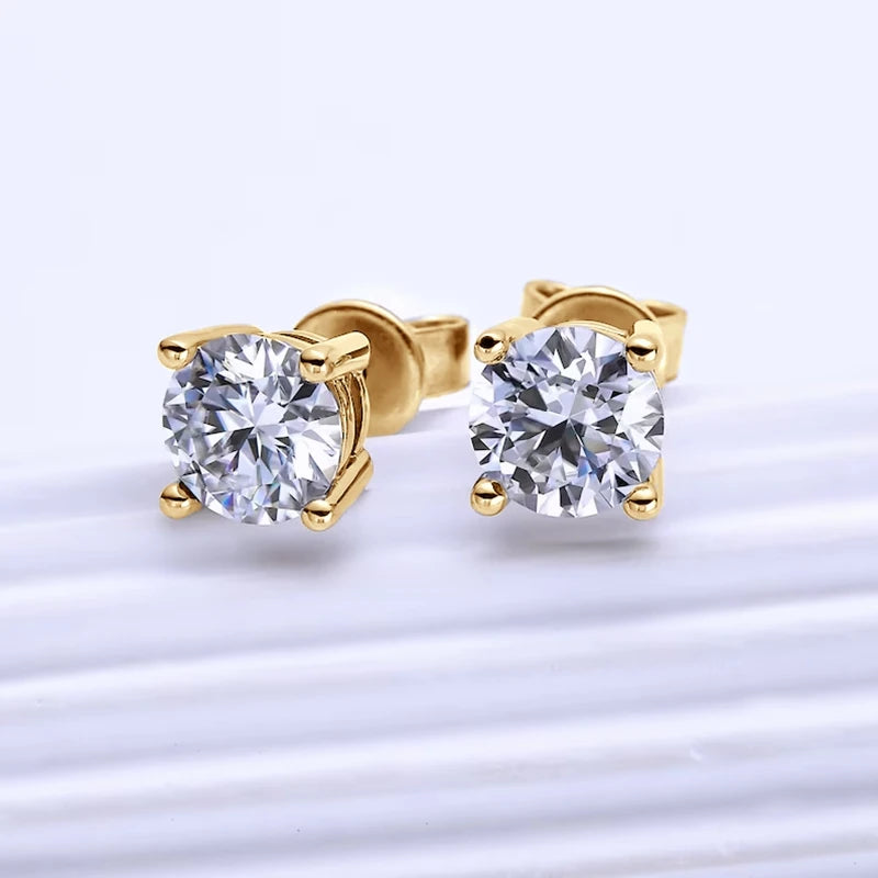 Lnngy 0.3-2CT Moissanite Earrings For Women Original 925 Sterling Silver Four Prong Stud Earring Sparkling Wedding Jewelry Gifts