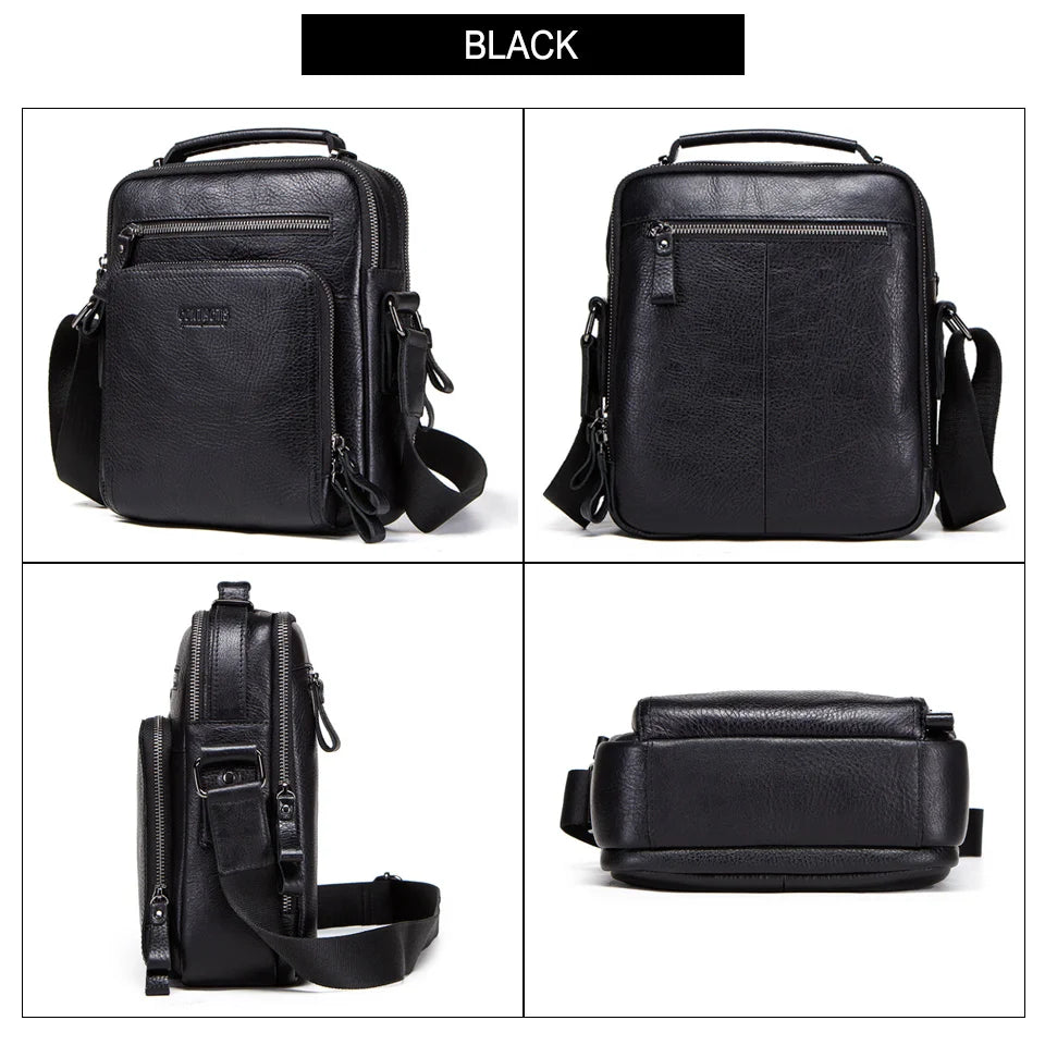 CONTACT'S Crazy Horse Leather Men's Shoulder Bag Vintage Messenger Bags Men Bolsos Male Crossbody Bags Man's Handbag Sling Bag