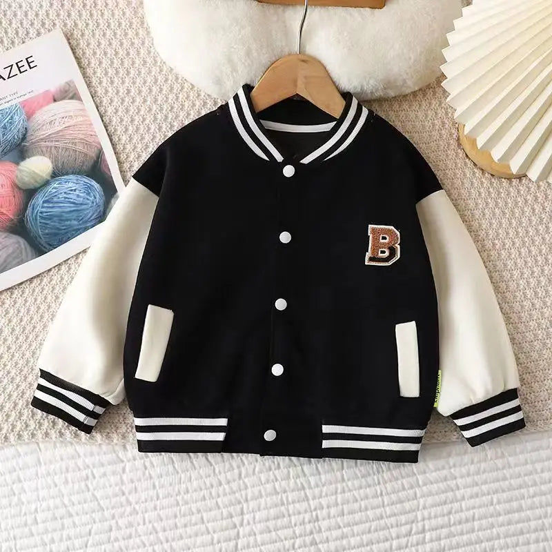 Boys Girls Baseball Coat Baby Letter Jacket Spring Autumn New Clothes Girls Fashion Casual Sports Outerwear 12M-12 Years Old