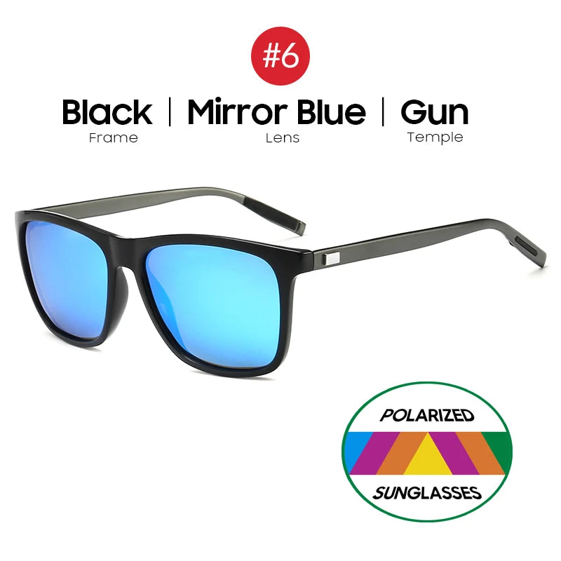 VIVIBEE Luxury Square Polarized Sunglasses Men Driving Blue Mirror Lens Classic Unisex Sun Glasses 2025 Trends Women Shades